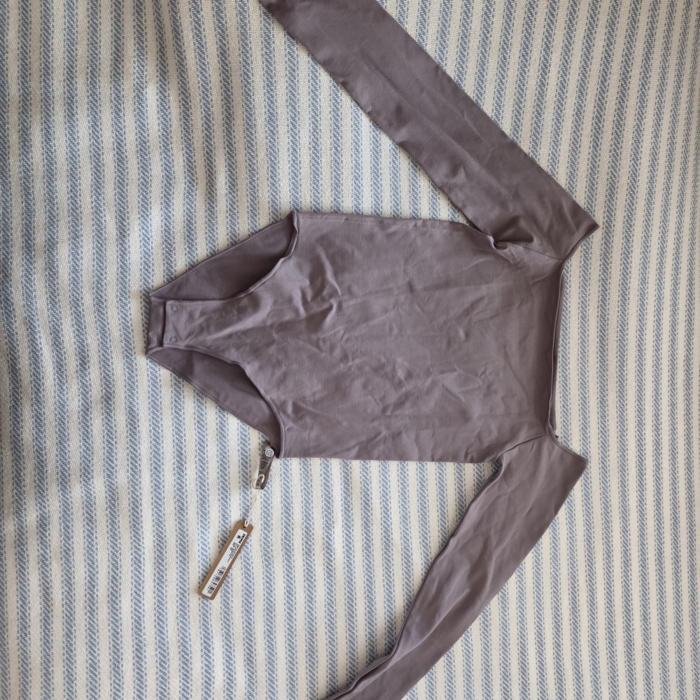 SKIMS Long Sleeve Bodysuit Off The Shoulder in Zinc